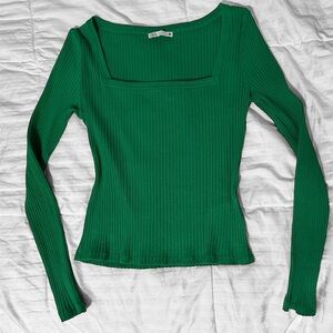 Zara Green Ribbed Long Sleeve